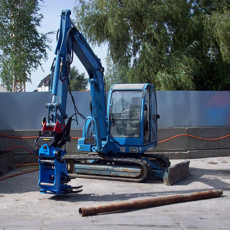 mini-excavator, equipped with a special pile-gripper